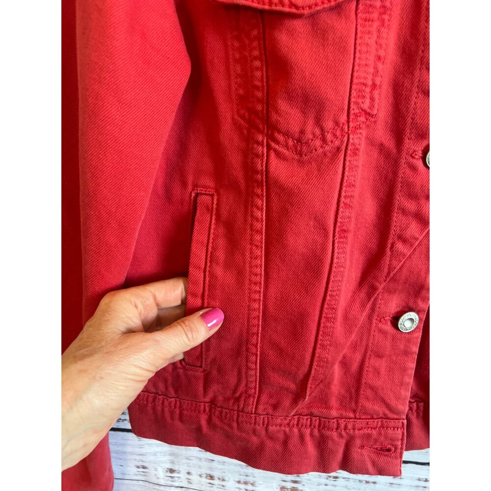Free People Women’s Rumors Denim Jacket 
 Strawberry Red Size Medium - Picture 2 of 12